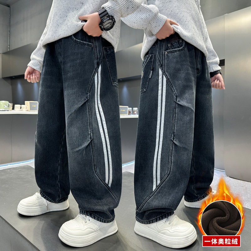 Corduroy Pant Warm - Dziecięce zimowe ocieplane jeansy z efektem