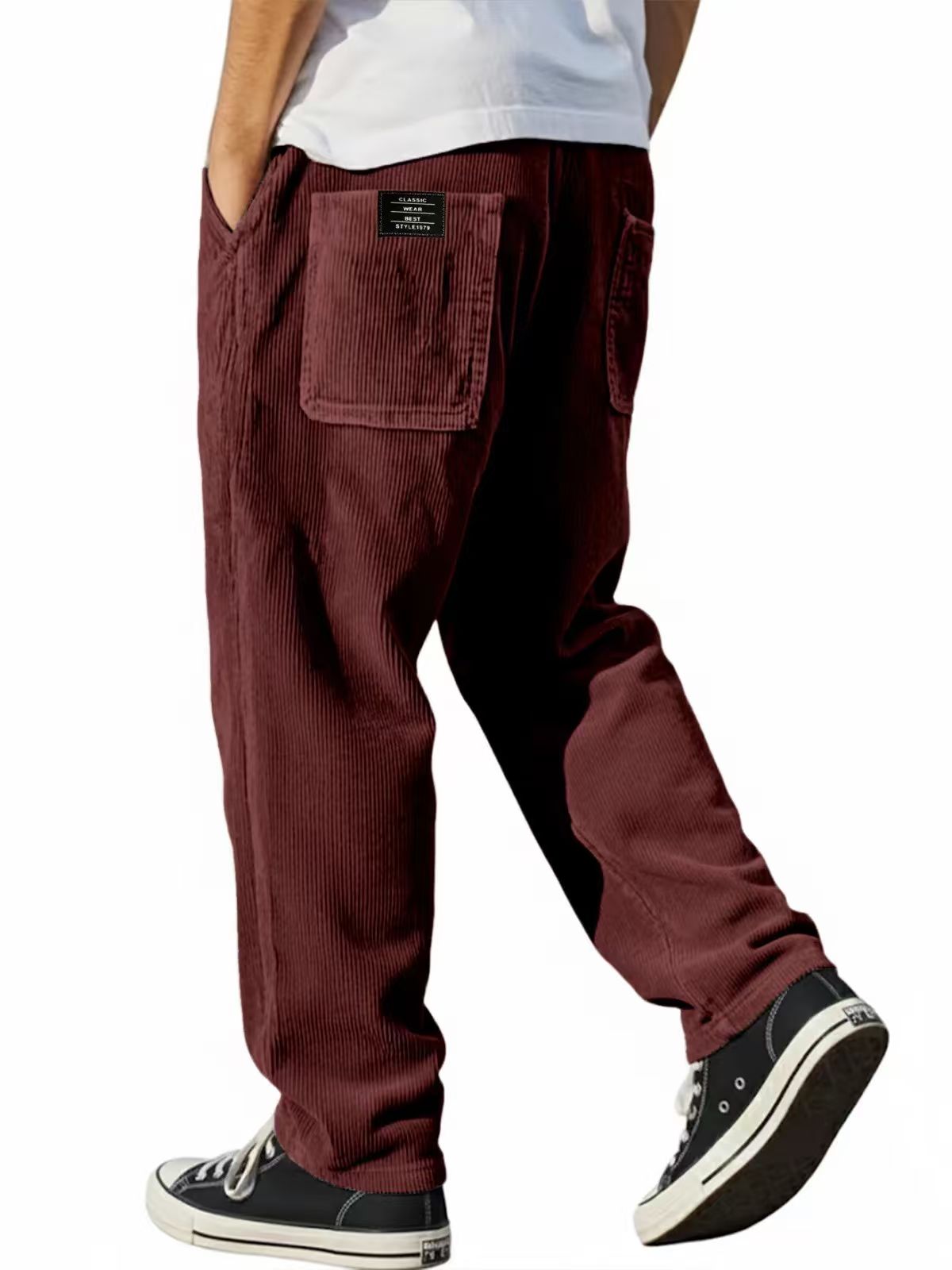 Corduroy Pant Warm - Męskie spodnie z szerokimi nogawkami, proste,